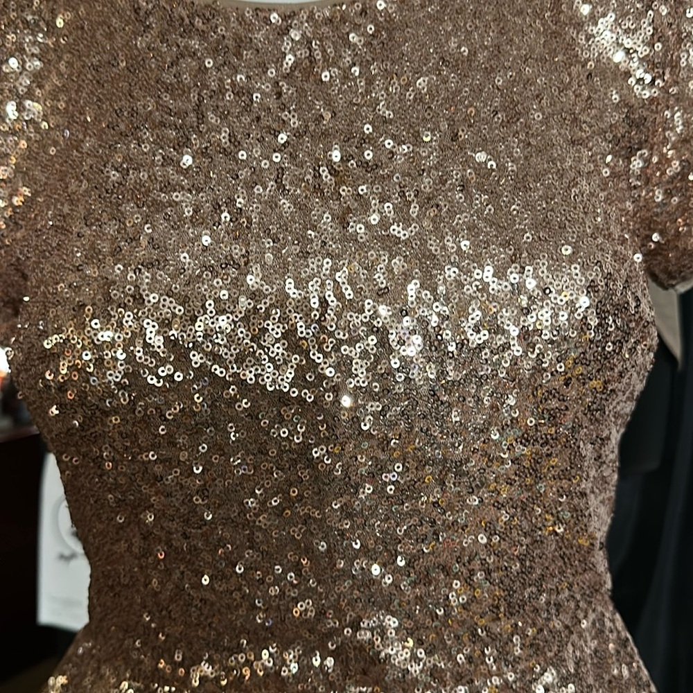 Sequin Peplum Top - Rose Gold - Picture 2 of 4